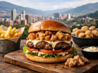 Hamburguesa con chicharrón en Medellín