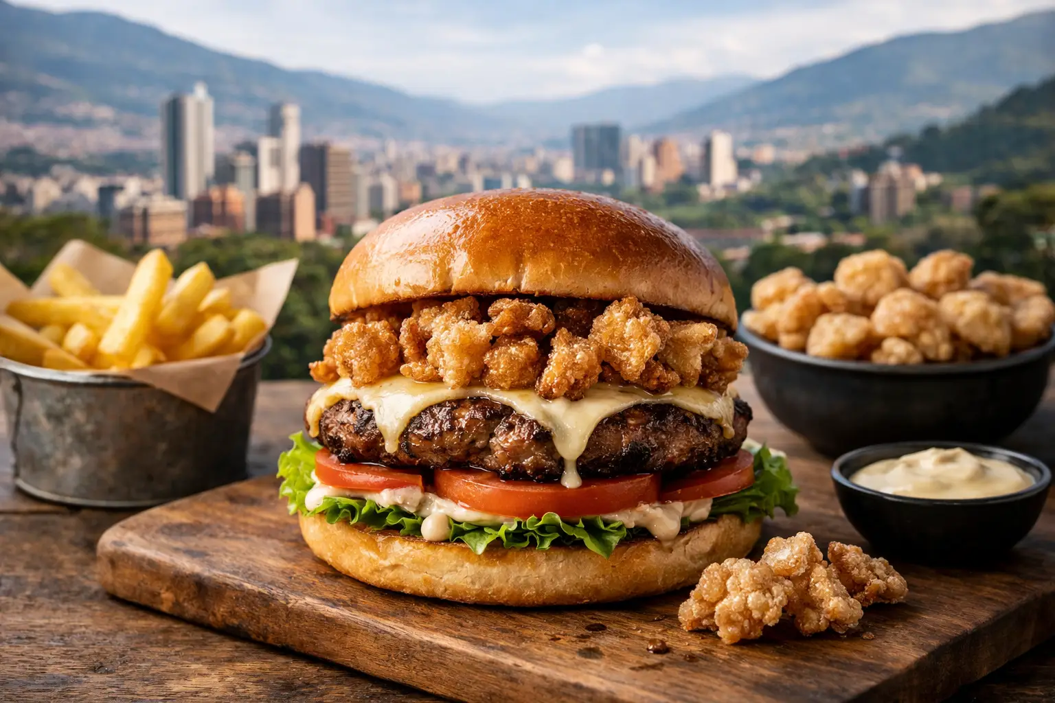 Hamburguesa con chicharrón en Medellín