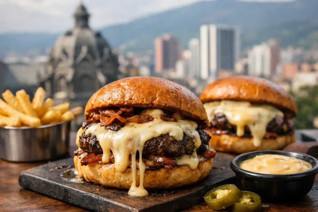 Hamburguesas con queso fundido en Medellín