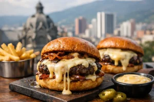 Hamburguesas con queso fundido en Medellín